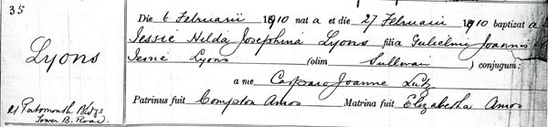 hilda lyons baptism