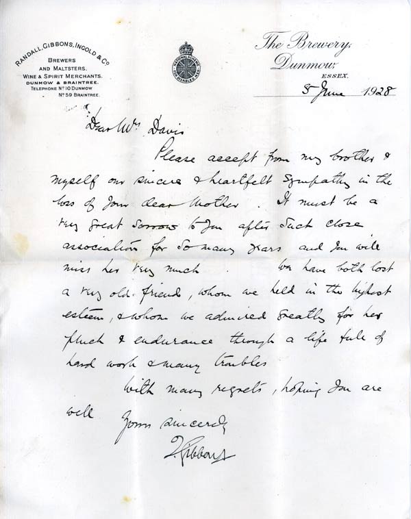Gibbons letter 1928