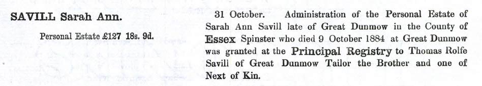 sarah ann savill will